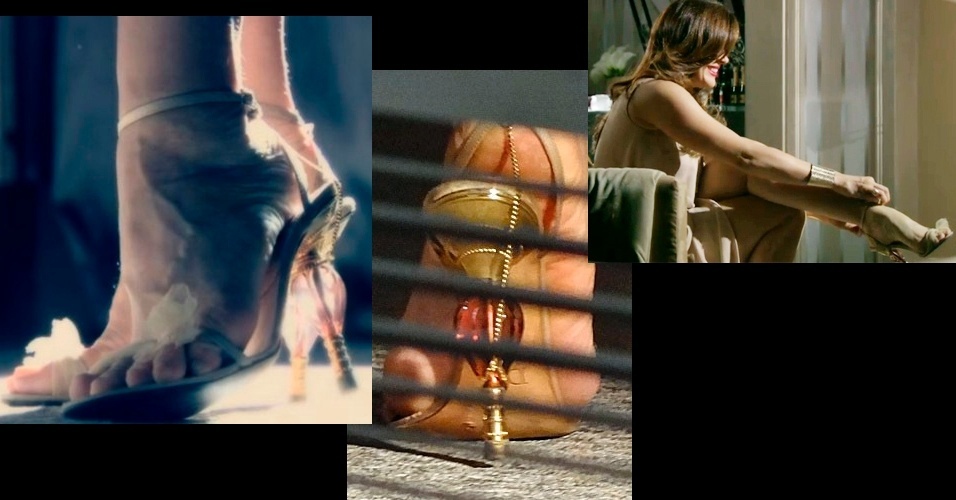 Pelo segundo mês consecutivo, a sandália usada pela personagem Lívia (Claudia Raia) na novela "Salve Jorge" foi o item de figurino mais pedido pelo público da Globo. A peça pertence ao acervo pessoal da atriz Claudia Raia, é da marca francesa Dior e não está a venda no Brasil. A corrente dourada foi acrescentada pela equipe de figurino da novela - Divulgação