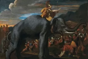 Pintura "Hannibal Crossing the Alps on an Elephant" , de Nicolas Poussin - REUTERS/Christie"s Images