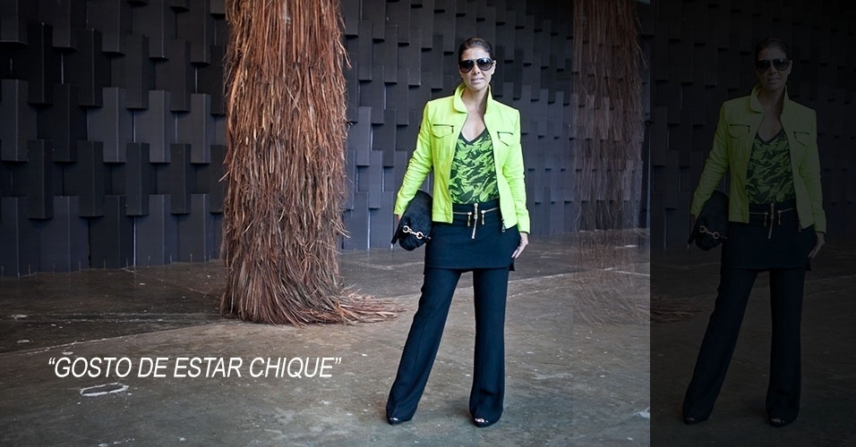 18 mar. 2013 - Patrícia Brandão, 48, consultora do mercado de luxo, veste look completo da A. Brand, bolsa Louis Vuitton e óculos Diane Von Furstenberg - Patrícia Araújo/UOL