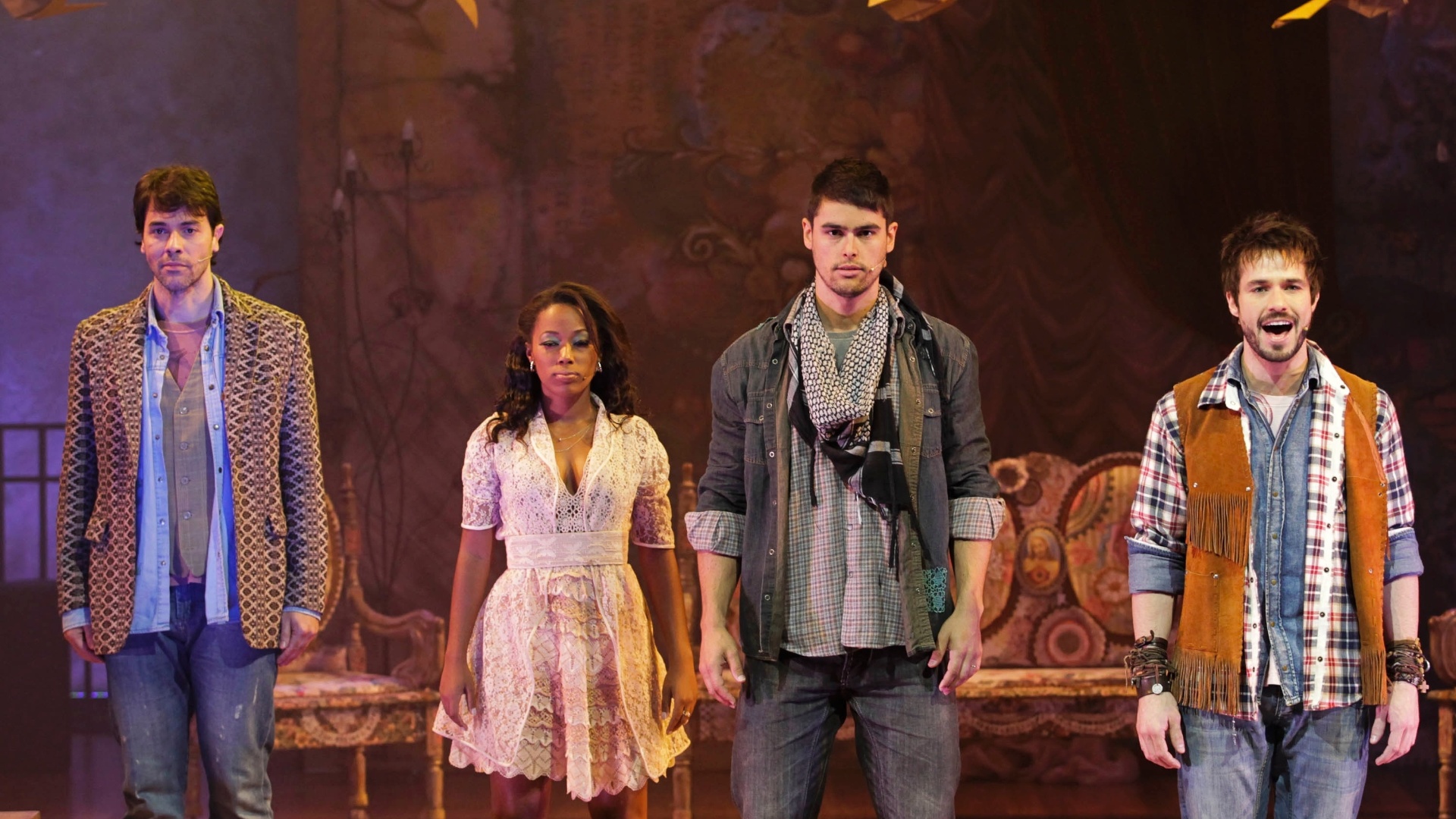 Cena do musical "Nada Será como Antes", com canções do compositor brasileiro Milton Nascimento. O espetáculo não conta com dramaturgia, trama ou personagens, mas traz 48 músicas do mineiro, dispostas em quatro atos, cada um para representar uma estação do ano. - Fernando Donasci / UOL