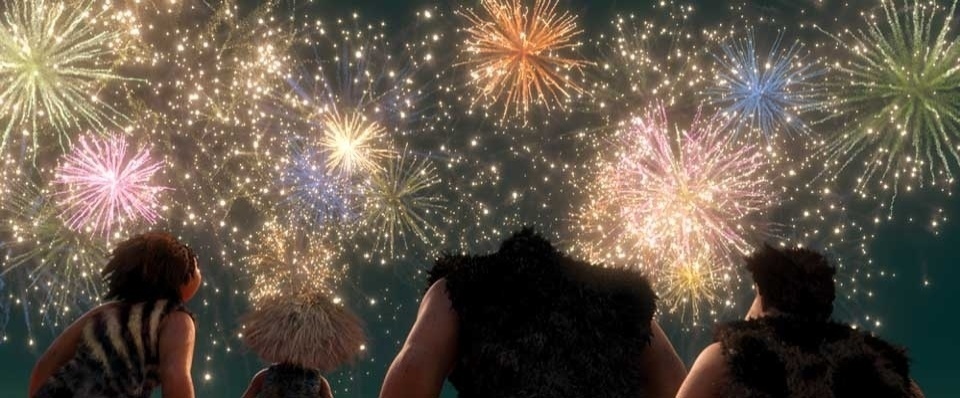 Cena da animação "Os Croods", de Chris Sanders. No filme, um homem das cavernas precisa enfrentar aventuras para achar um novo lar para a família. O longa conta com exibição em 3D e vozes de Emma Stone e Nicolas Cage - Divulgação / FOX