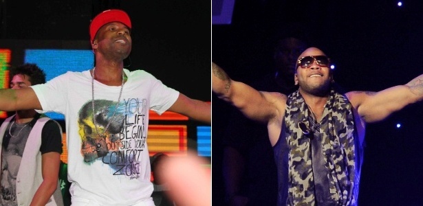 21.mar.2013 - Buchecha e o rapper norte-americano Flo Rida gravam música juntos - Divulgação / Montagem UOL