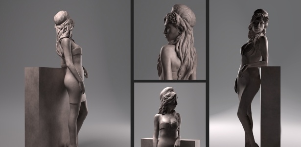 Imagens da estátua de Amy Winehouse, ainda não finalizada, feita pelo artista Scott Eaton - Reprodução/ScottEaton