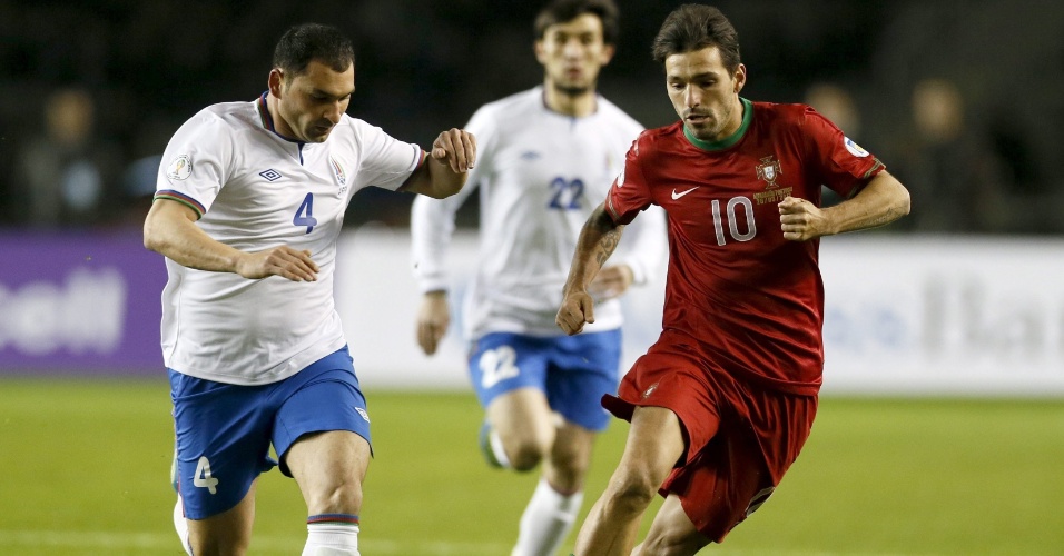 26.mar.2013 - Sem Cristiano Ronaldo, meia Danny (dir) é uma das esperanças de Portugal para bater o Azerbaijão, pelas eliminatórias europeias