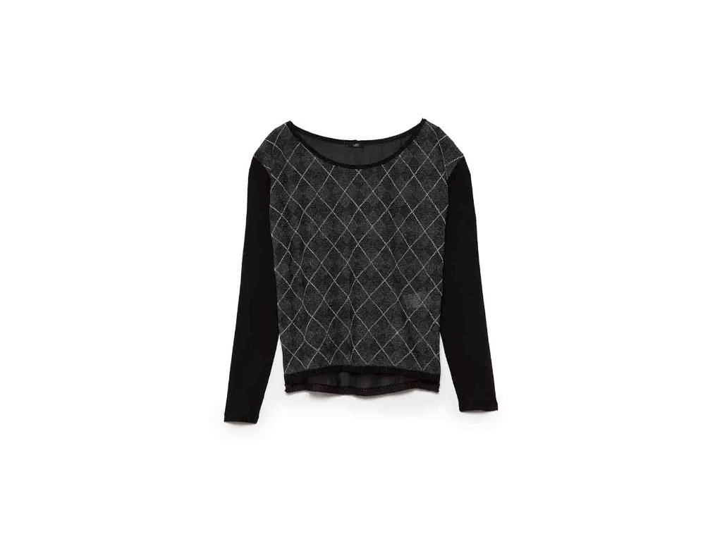 Blusa de jacquard com estampa de losangos; R$ 299, na Cantão (www.cantao.com.br) - Divulgação