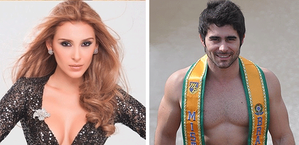 A Miss Brasil World 2012, Mariana Notarângelo, e o Mister Brasil 2012, William Rech, entregam o título de mais bonitos do país para seus sucessores esta semana em Mangaratiba, no Rio de Janeiro - Divulgação