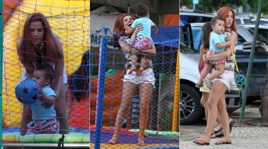 29.mar.2013 - Wanessa brincou o filho, José Marcus, em um parquinho na Lagoa Rodrigo de Freitas, zona sul do Rio