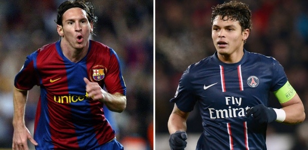 Messi e Thiago Silva se enfrentam nesta terça em duelo Barcelona x PSG na França - AFP/CESAR RANGEL/FRANCK FIFE