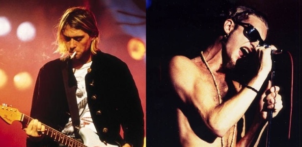 Kurt Cobain (esq.), do Nirvana, e Layne Staley (dir.), do Alice In Chains - Fotomontagem