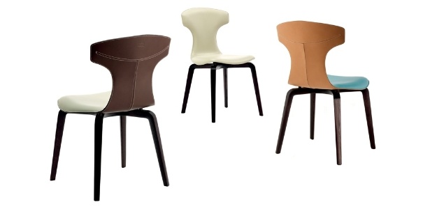 A cadeira Montera é revestida por couro e foi desenhada por Roberto Lazzeroni para a Poltrona Frau - Divulgação