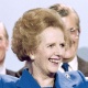 13.out.1989 - Margaret Thatcher recebe aplausos após conferência do Partido Conservador britânico em Blackpool, Inglaterra. Thatcher foi primeira-ministra do Reino Unido de 1979 a 1990, o maior período contínuo no governo para um primeiro-ministro britânico desde o início do século 19 - Johnny Eggitt/AFP