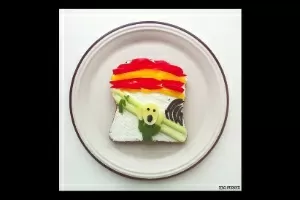 Artista e entusiasta da comida, a norueguesa Ida Frosk criou o projeto "Art Toast", em que recria obras de arte de figuras como Munch usando torradas como tela - www.idafrosk.com