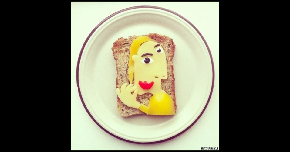 Artista e entusiasta da comida, a norueguesa Ida Frosk criou o projeto 'Art Toast', em que recria obras de arte de figuras como Picasso usando torradas como tela - www.idafrosk.com