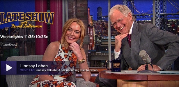 Lindsay Lohan participa do programa de David Letterman, em Nova York