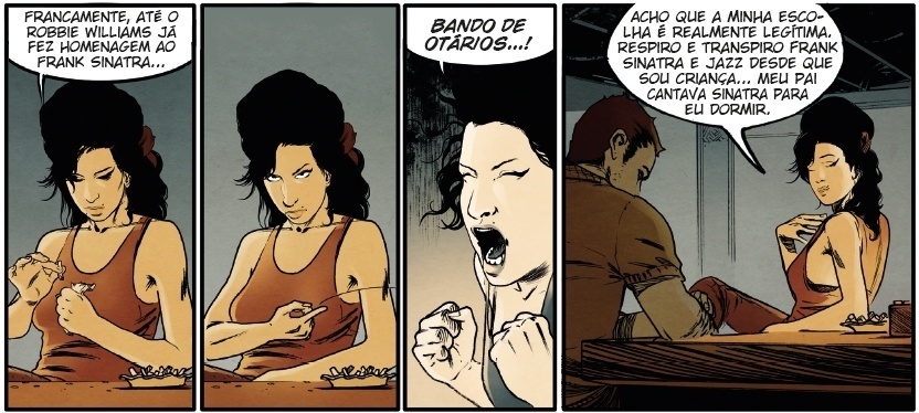 Amy conta sobre suas inspirações e como ouvia Frank Sinatra na infância em HQ da série "O Clube dos 27" - Divulgação