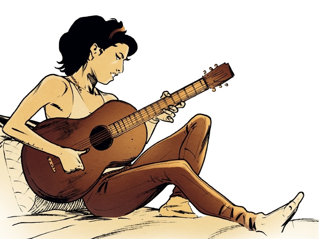 Detalhe da HQ "Clube dos 27" com Amy Winehouse mostra a cantora compondo no início da carreira - Divulgação