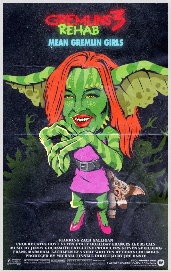 O ilustrador Butcher Billy criou uma série em que transforma personalidades polêmicas em Gremlins, personagens do clássico de mesmo nome, lançado por Steven Spielberg em 1984. Na foto a atriz, Lindsay Lohan - Divulgação/ButcherBilly