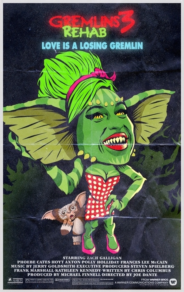 Por causa de sua vida polêmica e envolvimento com drogas e álcool, a cantora Amy Winehouse também foi transformada em Gremlin pelo ilustrador Butcher Billy - Divulgação/ButcherBilly