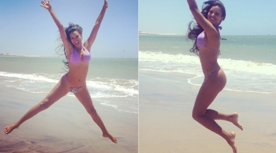 11.abr.2013 - A ex-BBB Ariadna divulgou imagens das suas férias em Fortaleza. Nas fotos, a modelo aparece se divertindo na praia