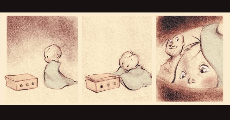 A graphic novel "Turma da Mônica - Laços" será lançada em maio. Na foto, o dia em que Cebola presenteia o filho com o cachorro Floquinho - Divulgação