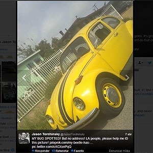 Dono do Fusca recebeu a imagem acima de seu carro, mas sem a localização  - Reprodução/Twitter