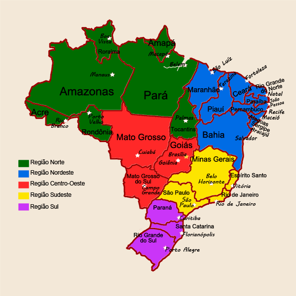 Mapa político de portugal com fronteiras com fronteiras de regiões