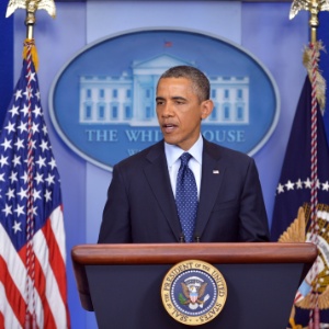 O presidente Barack Obama durante pronunciamento sobre os atentados de Boston, na segunda-feira (15) - 15.abr.2013 - Mandel Ngan/AFP