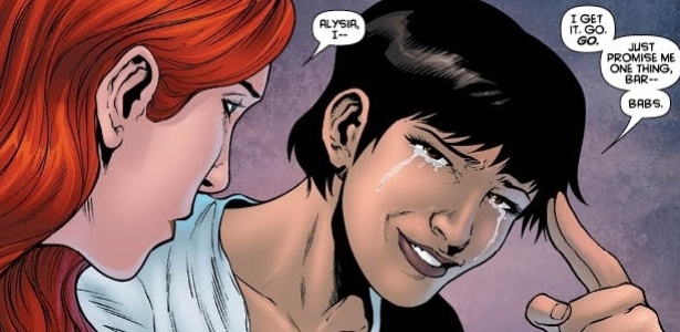 Cena de "Batgirl #19" mostra Alysia Yeoh (cabelo preto) e Batgirl (cabelo vermelho) - Reprodução/DC Comics