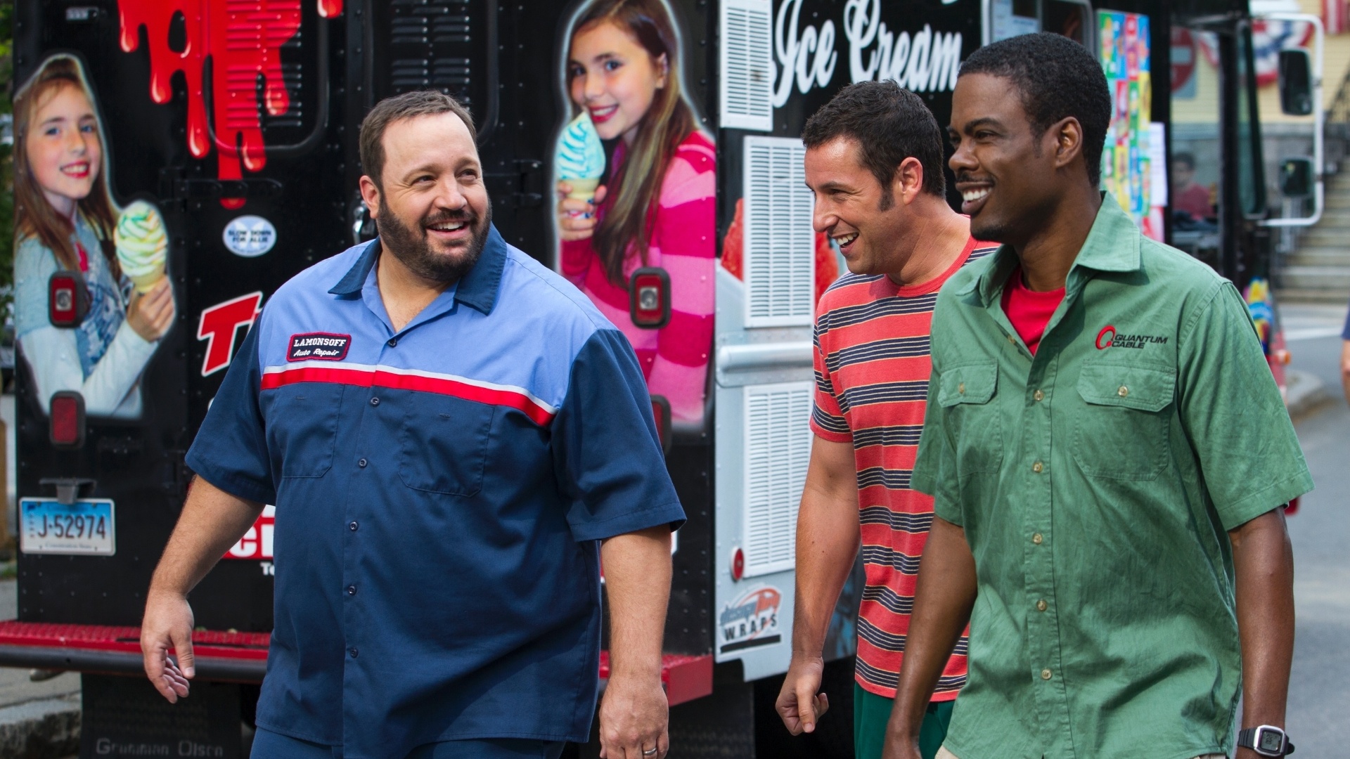 Kevin James, Adam Sandler e Chris Rock em cena de "Gente Grande 2" - Divulgação/Sony