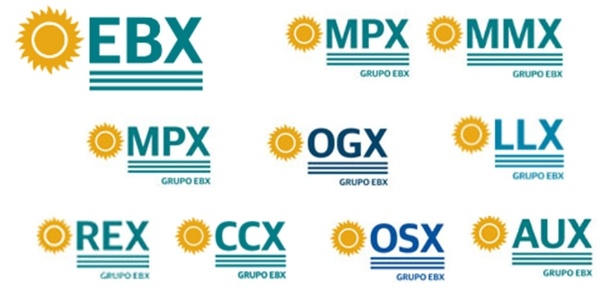 Logotipos das empresas do grupo EBX, de Eike Batista, têm o sol à esquerda - Reprodução