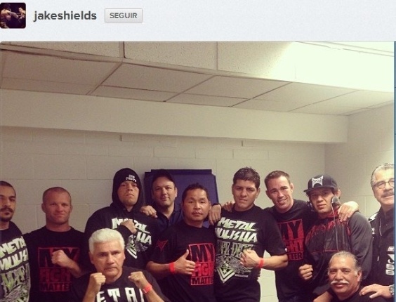 20.abr.2013 - Equipe de Melendez antes da disputa do cinturão no UFC on Fox 7 - Reprodução/Instagram/jakeshields