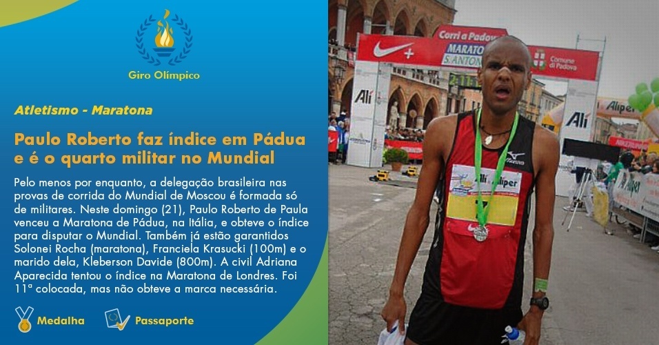 Paulo Roberto faz índice na maratona e é o quarto militar em Moscou - Rita Borralho