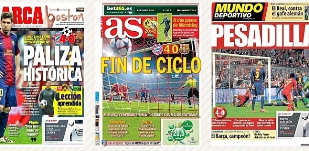 Capas de jornais espanhóis citam até "fim de ciclo" para o Barcelona - Reprodução
