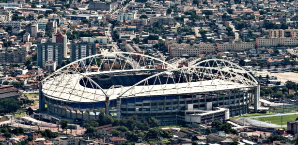 Vista aérea do Estádio Olímpico João Havelange, interditado desde março