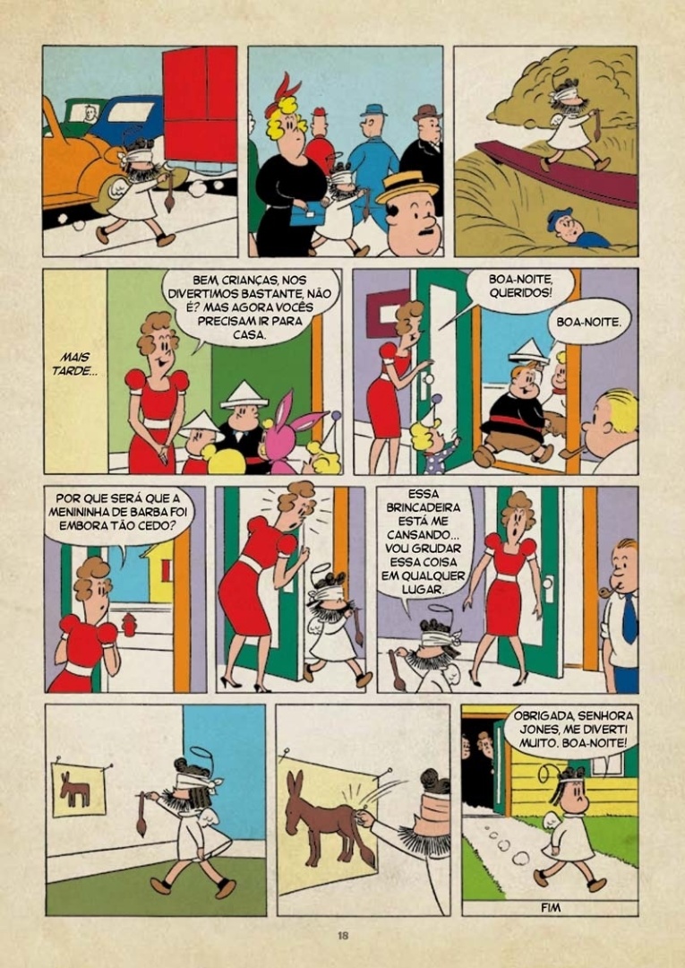 25.abr.2013 - Página do livro "Luluzinha - Primeiras Histórias", lançado pelo selo Pixel, que traz algumas das primeiras histórias da personagem, originalmente publicadas entre as décadas de 1940 e 1950. O lançamento trará as primeiras aparições de personagens como Bolinha, Alvinho e a bruxa Alcéia, e contou com um processo de colorização especial. A ideia foi manter as cores e tons fieis aos originais. - Divulgação