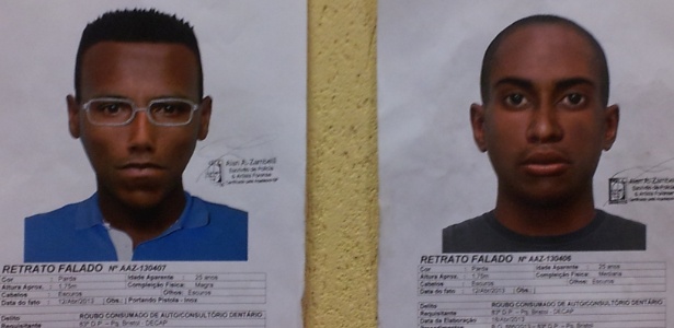 Retrato falado de dois suspeitos de matar dentista queimada em São Bernardo do Campo - Divulgação/SSP