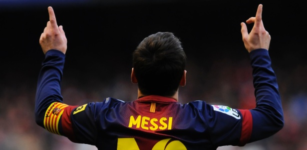 Lionel Messi comemora seu gol na partida entre Barcelona e Athletic Bilbao - Alvaro Barrientos/AP Photo