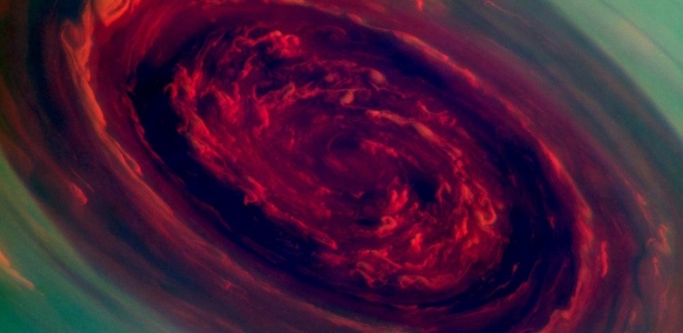 Furacão com vórtice de 2.000 quilômetros está ativo no polo Norte de Saturno, revela estudo da Nasa  - Nasa/JPL-Caltech/SSI