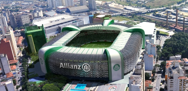 Perspectiva de fachada da Nova Arena que será batizada pela Allianz - Divulgação