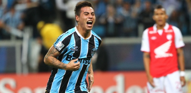 Vargas abriu o placar para o Grêmio na vitória por 2 a 1 na Arena no dia 1º de maio - Lucas Uebel/Preview.com