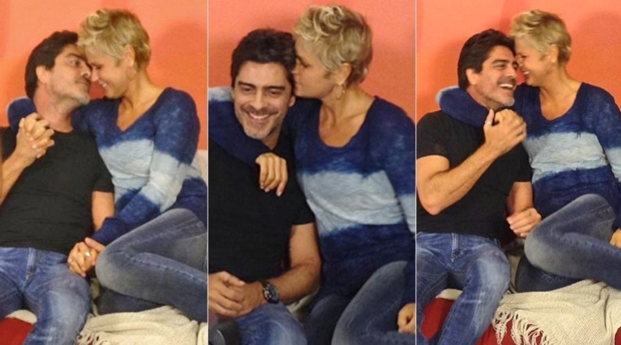 2.mai.2013 - Xuxa e Junno Andrade trocaram carícias e beijos nos bastidores do "TV Xuxa". De acordo com o site oficial do programa, Junno fez uma visita especial para a apresentadora