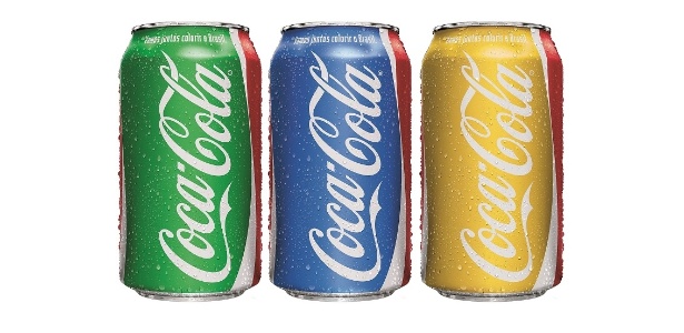 Latas de Coca-Cola com as cores da bandeira brasileira: a iniciativa é inédita no mundo - Divulgação