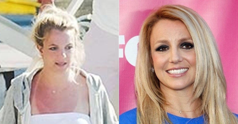 Sempre flagrada pelos papparazzi quando está sem maquiagem, Britney Spears fica com um visual mais glamoroso quando está produzida