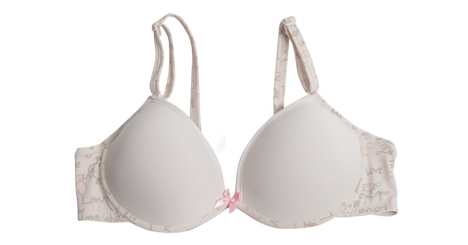 Sutiã com bojo e estampa na faixa lateral; R$ 49,90, da DelRio - Divulgação