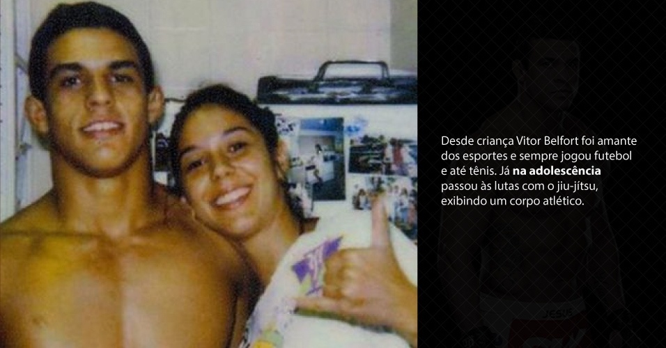 Desde criança Vitor Belfort foi amante dos esportes e sempre jogou futebol e até tênis. Já na adolescência passou às lutas com o jiu-jítsu, exibindo um corpo atlético - Reprodução