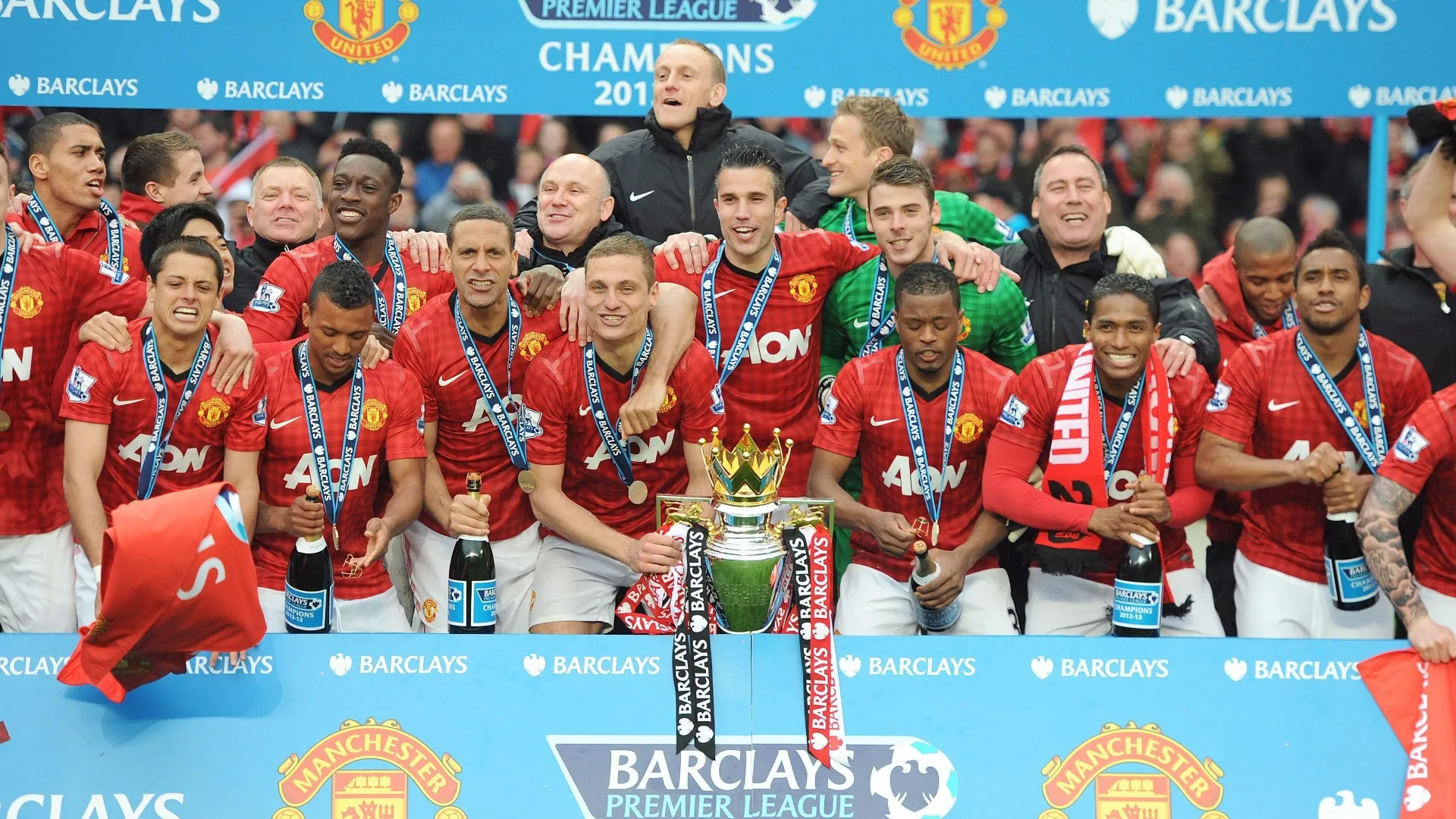 13.mai.2013- Manchester United comemora título inglês - John Super/AP