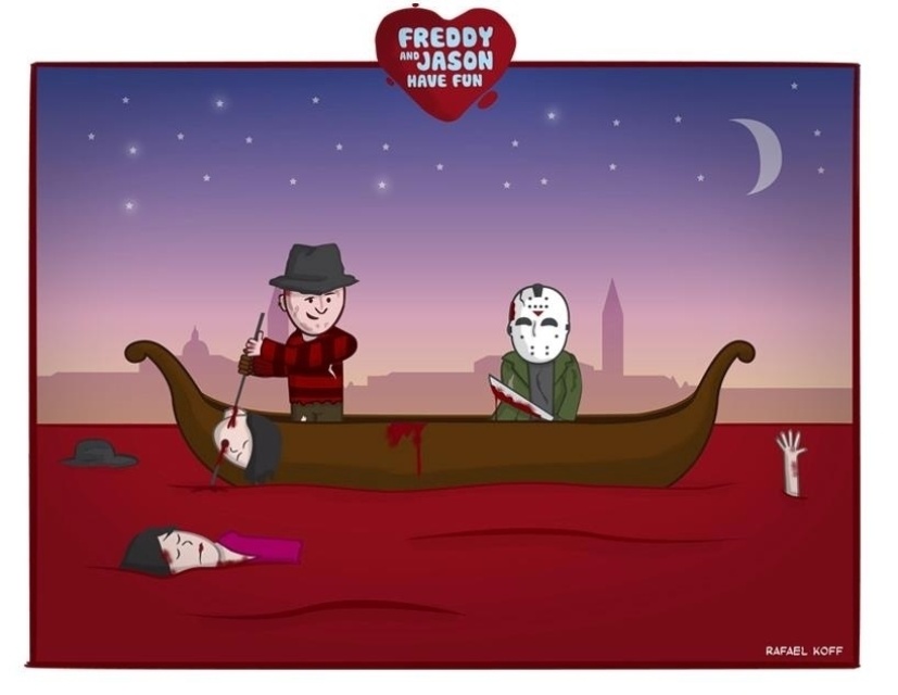 Além de "Cuecas por Cima das Calças", Koff também tem a série "Freddy And Jason Have Fun" e "Tirinhas do Zodíaco" - Rafael Koff