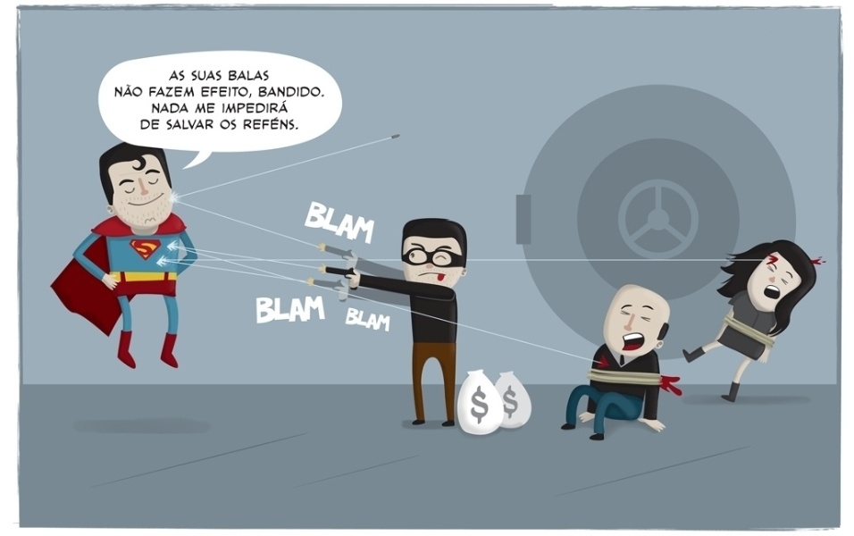 Super Homem ricochetea balas e mata reféns de bandidos - Rafael Koff