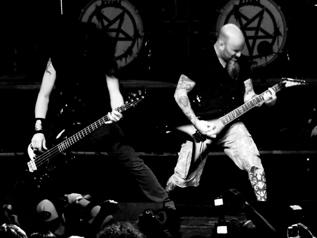 15.mai.2013 - A banda de thrash metal Anthrax se apresenta no HSBC Brasil, em São Paulo - Taiz Dering/Divulgação