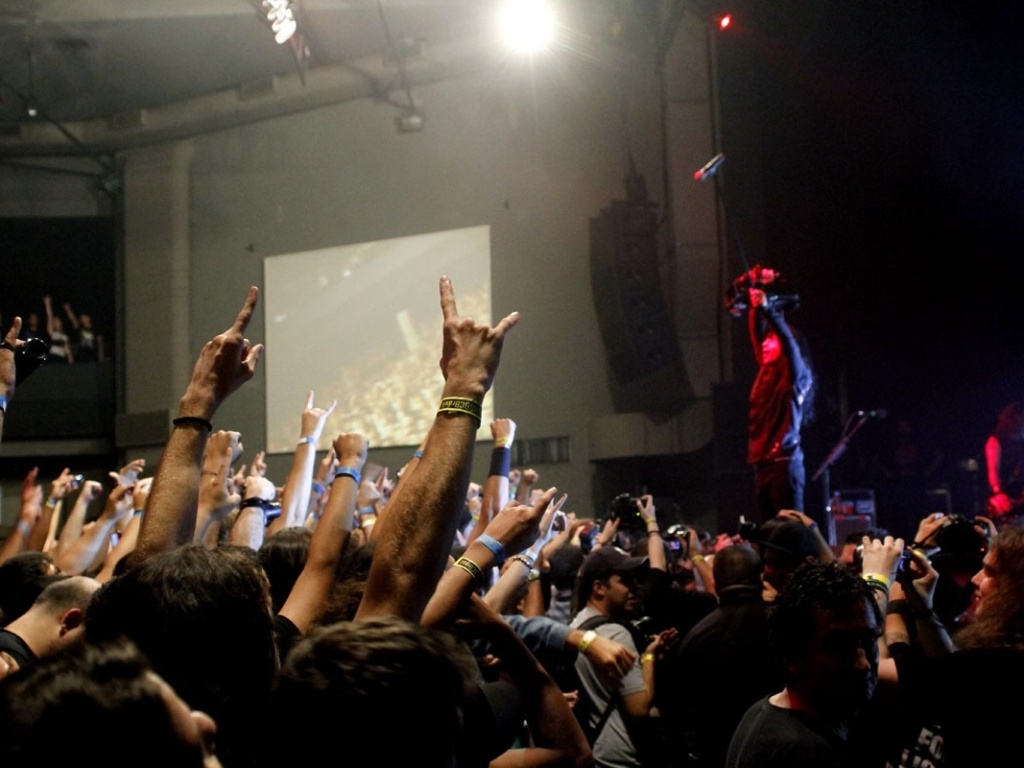 15.mai.2013 - A banda de thrash metal Anthrax se apresenta no HSBC Brasil, em São Paulo - Taiz Dering/Divulgação